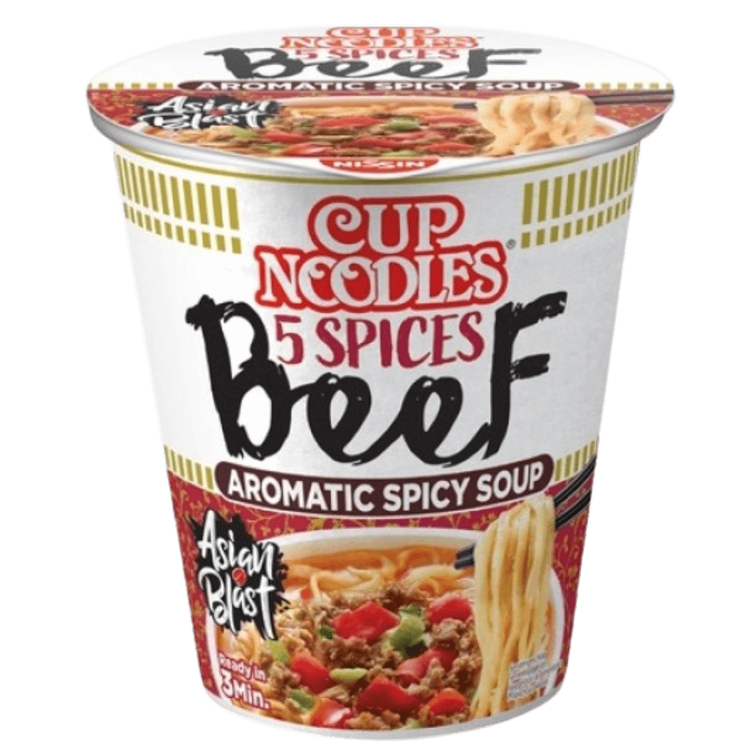 Nissin Cup Noodles 5 Spices Beef (5 Gewürze Rindfleisch) 64 g,