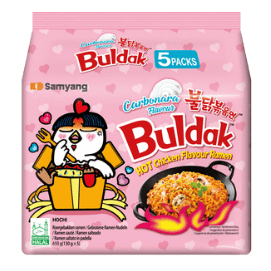 Samyang Instant Nudeln Buldak Carbonara Geschmack Hot Chicken Flavor Ramen 130 g x 5 Packungen