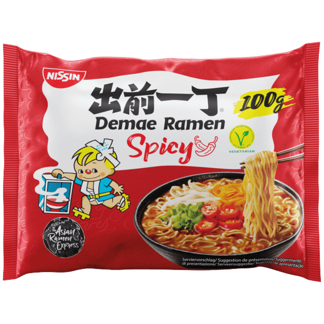 Nissin Instant Nudeln Demae Ramen spicy (scharf) 100 g