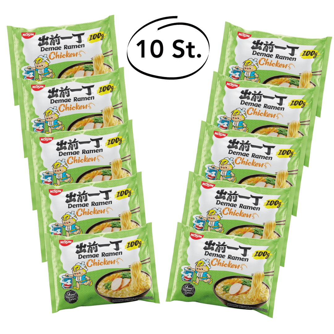 Nissin Instant Nudeln Demae Ramen Huhn (Chicken) 100 g Mega-Sets