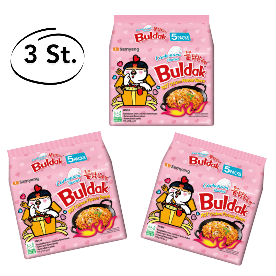 Samyang Instant Nudeln Buldak Carbonara Geschmack Hot Chicken Flavor Ramen (130 g x 5 Packungen) Maxi-Sets