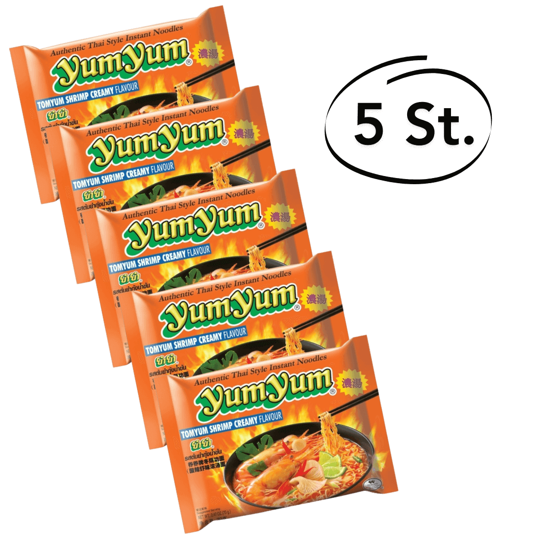 YumYum Instant Nudeln Tom Yum Shrimp Creamy Flavor 70 g Multi-Pack